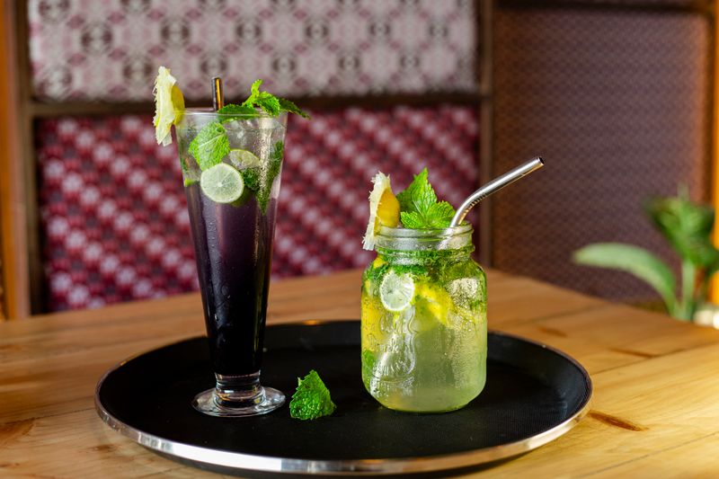Watermelon mint lemonade in a tall glass